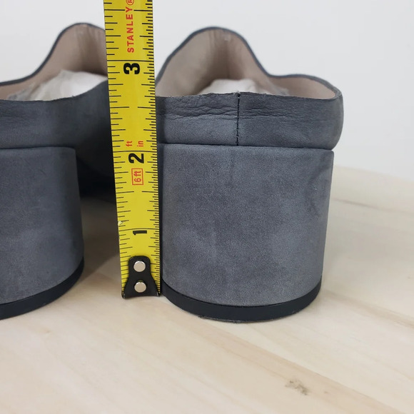 Ecco Women’s Size 10 Round Chunky Heel Slide Sandal Gray Leather Suede Open Toe - Picture 8 of 14